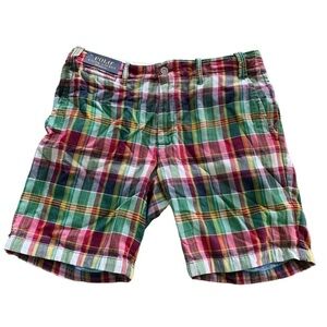 🆕 Polo Ralph Lauren Shorts Men Size 32 India Madras Plaid Straight Fit